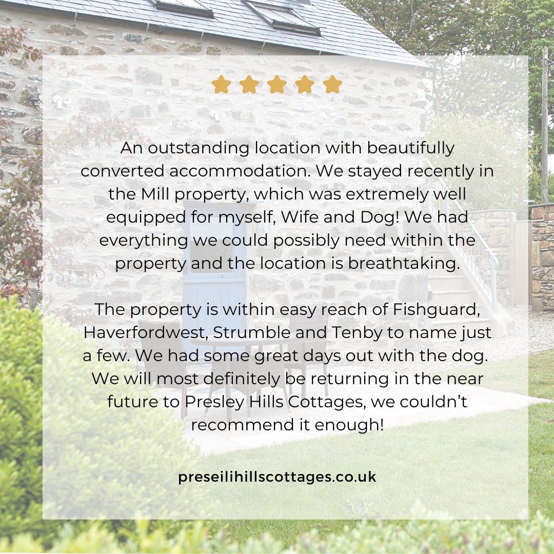 Happy Guests.... Happy Us 😊

#staycation #explorepembrokeshire
#cosycottage 😊

👉preselihillscottages.co.uk