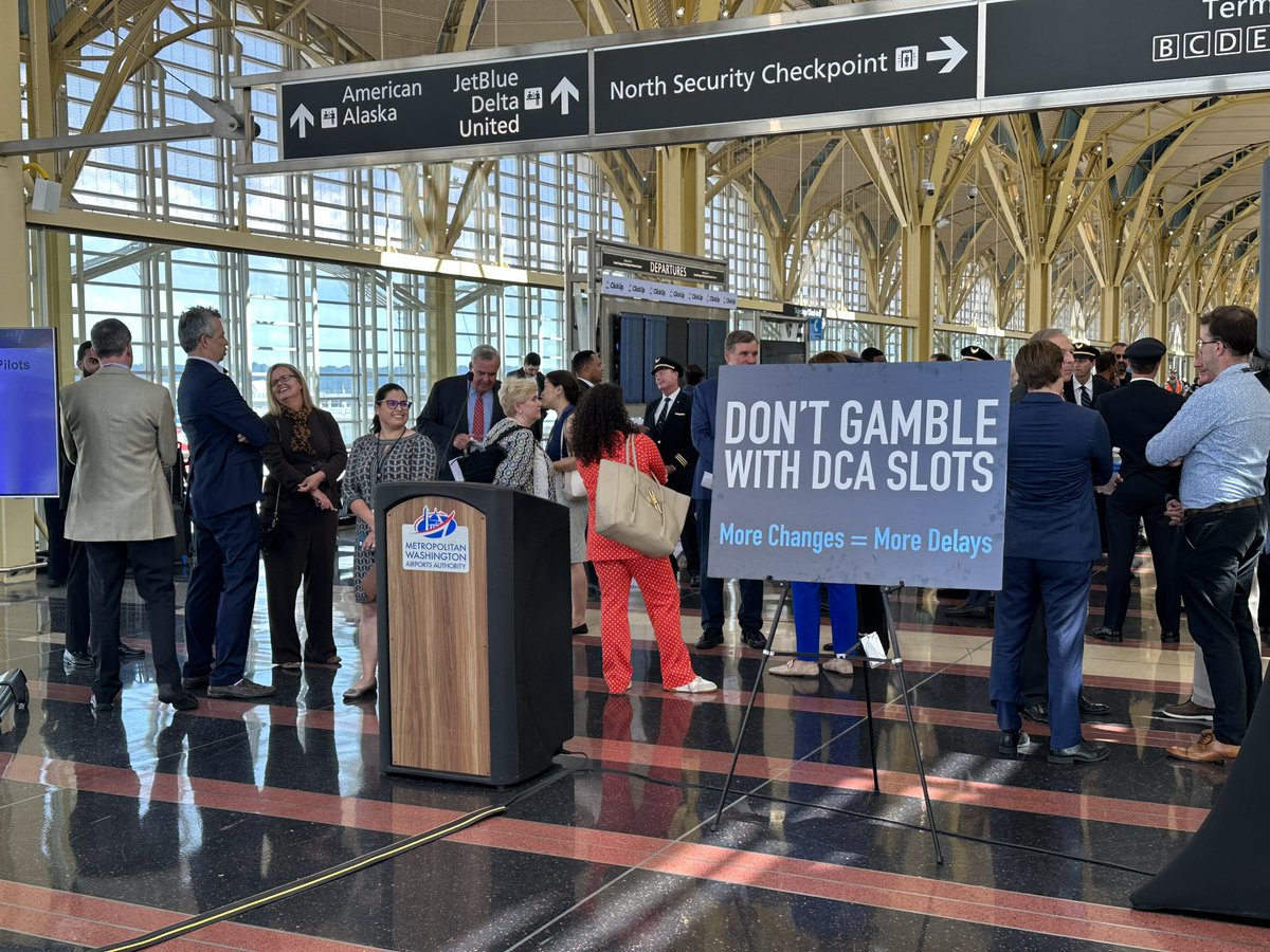 At DCA, where VA Sens. Kaine and Warner, MD Sens. Cardin and Van Hellen, D.C. Mayor Bowser, Airport Authority CEO Jack Potter and others are calling on Congress not to expand the number of flights at the airport.

Officials say it would create more delays, congestion, hurt Dulles