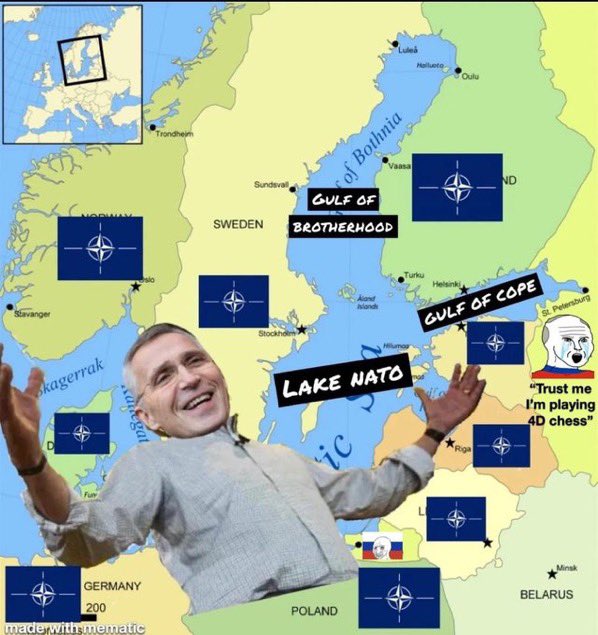 #Putin’s plan to weaken #NATO is going to plan 🤣

#Sweden in NATO 😁

NATO lake established! 

#RussiaIsAJoke #RussiaIsALaughingStock