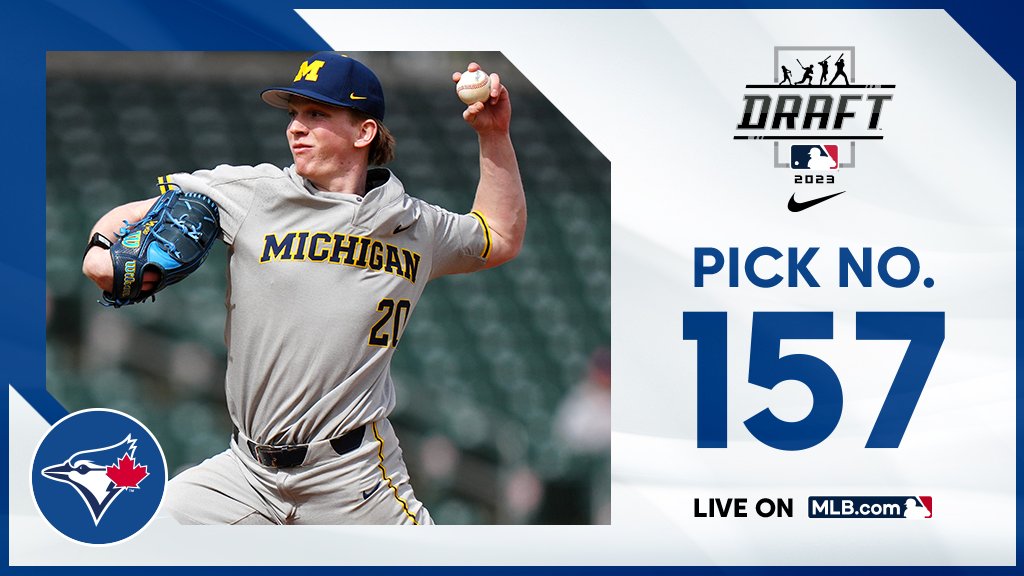 MLBDraft's tweet photo. With the 157th pick, the @BlueJays select @umichbaseball left-handed pitcher Connor O'Halloran, No. 164 on the Top 250 Draft Prospects list.

Watch live: https://t.co/lv70TuxxSC https://t.co/hRsGeWPMKX
