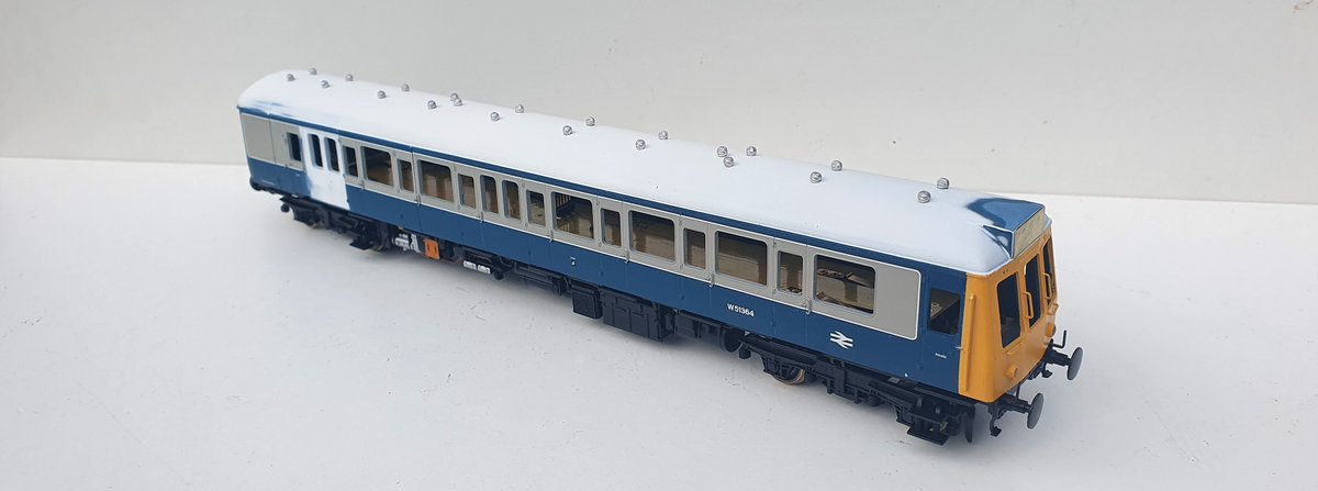 wrt_77's tweet image. It's nice to be adding roof vents and changing the shape of the headcode panel on my #Bachmann #Class115 hack.... means my 3 attempts of fill, sand and prime stages is finally over. I'm going with how it is (after a final prime!) Almost looks like a 115 too :) #TMRGUK