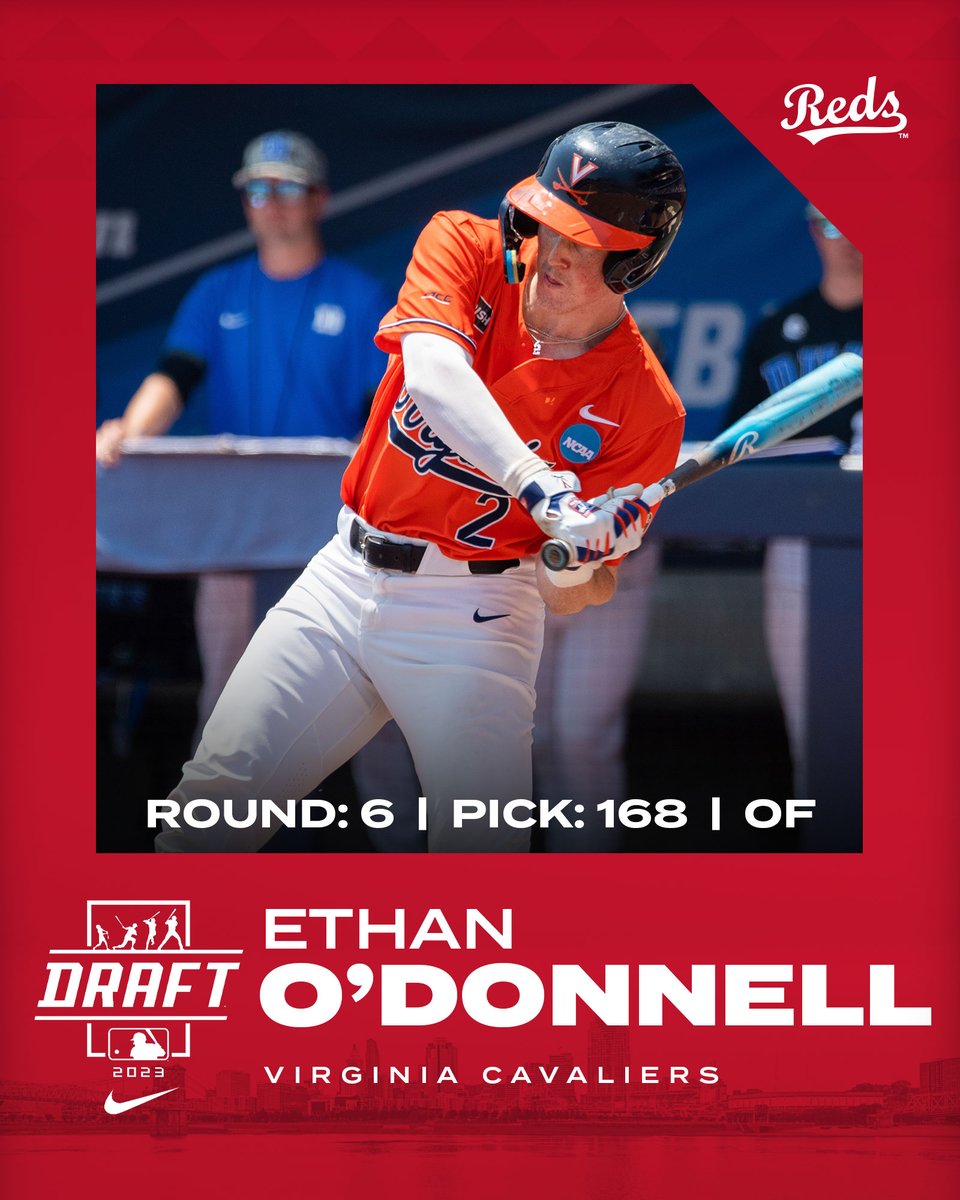 With the 168th pick in the 2023 #MLBDraft, the Cincinnati Reds select OF Ethan O'Donnell from Virginia. 

Welcome to Reds Country, <a href="/ethanodonnell14/">Ethan O'Donnell</a>❗️