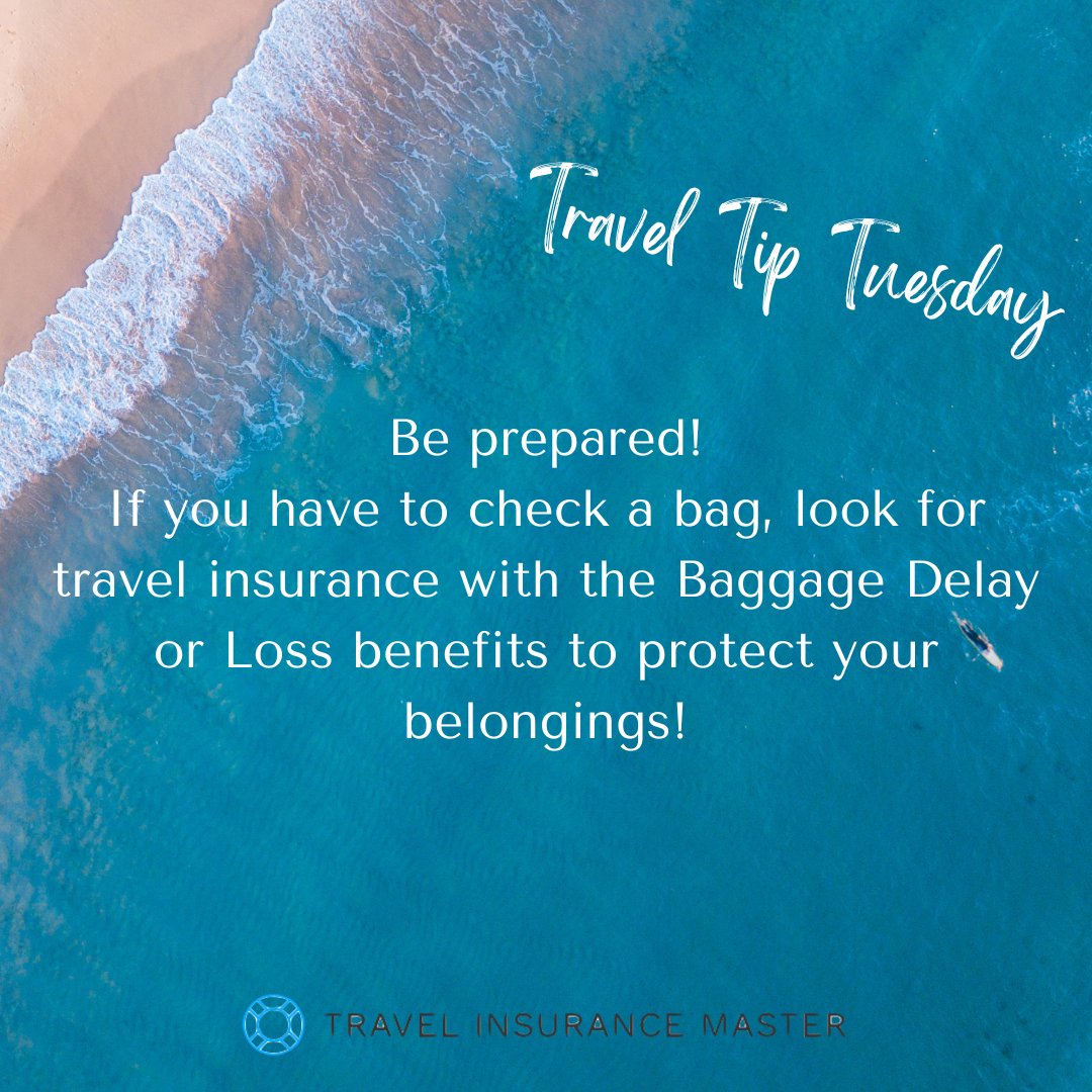Travel Tip Tuesday: Be prepared! Find your recommended travel insurance plan and filter by the benefits most important to you like Baggage Delay or Loss at Travelinsurancemaster.com

#travelinfluencer #travelcontentcreator #travelyoutube #travelagent #independenttravelagent