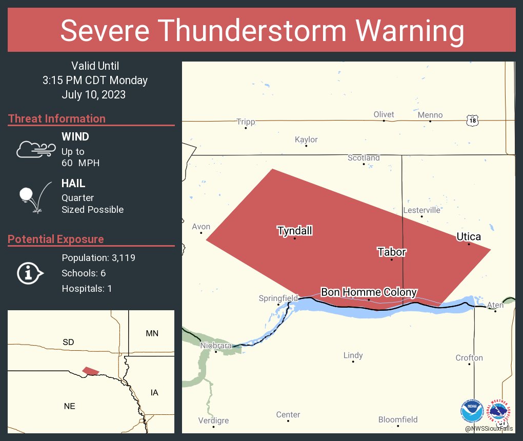 NWS Sioux Falls on Twitter "Severe Thunderstorm Warning including