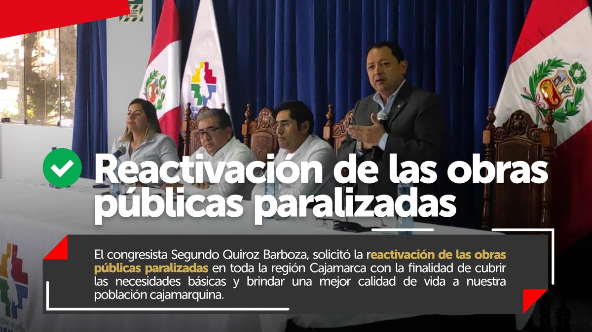 SegundoQuirozB's tweet photo. #SemanaDeRepresentacion | #AHORA 
📢Congresista Segundo Quiroz solicita el apoyo a las autoridades regionales y @ContraloriaPeru para la reactivación de las #obras públicas paralizadas en la región #Cajamarca

@gob_reg https://t.co/zTEGAUba66