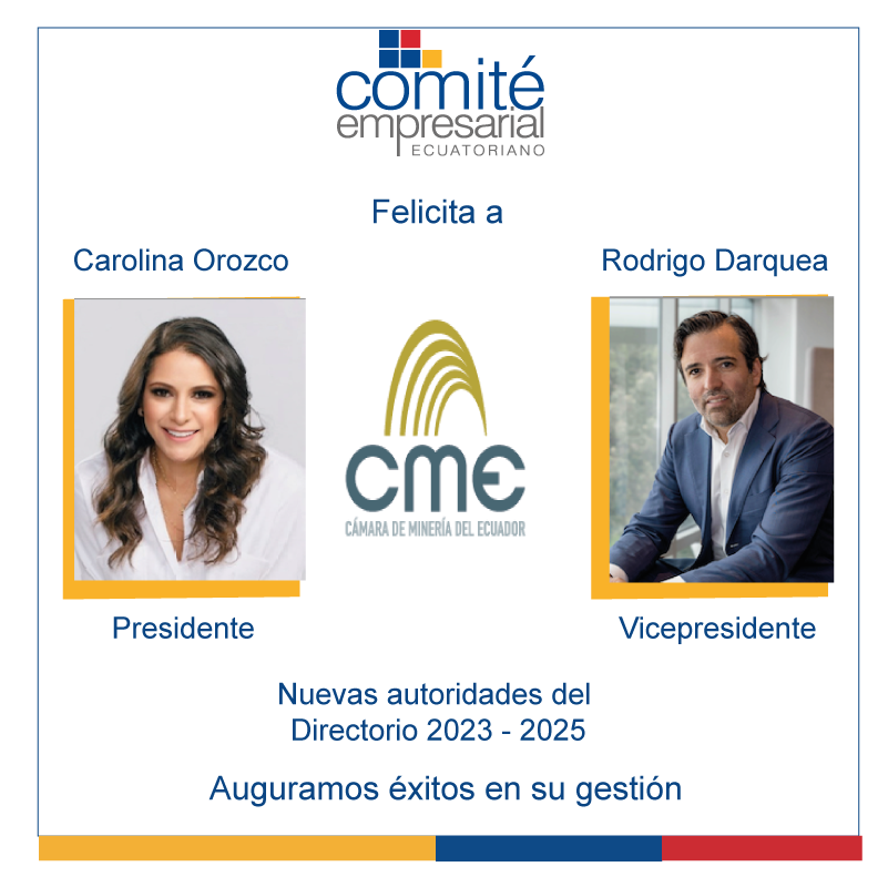 Felicitamos la designación de Carolina Orozco como presidente y Rodrigo Darquea como vicepresidente del Directorio de la Cámara <a href="/mineriaecuador/">Cámara de Minería del Ecuador</a>. 🇪🇨

Les deseamos muchos éxitos en sus nuevas funciones. 👏🏻