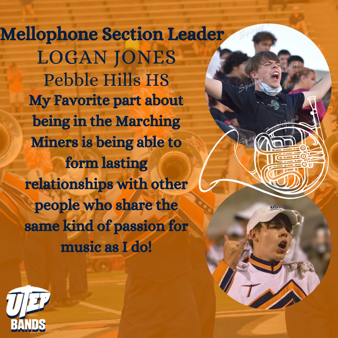 UTEPBands's tweet photo. Congratulations to our very own 2023 Mellophone Section Leaders! We cannot wait to see what all three of these first-year leaders got this season!! Click on the link in our bio to register, TODAY!! 🤩😎⛏️⬆️🤙🏽 #UTEPBands #MelloLove https://t.co/uUYRku2V9E