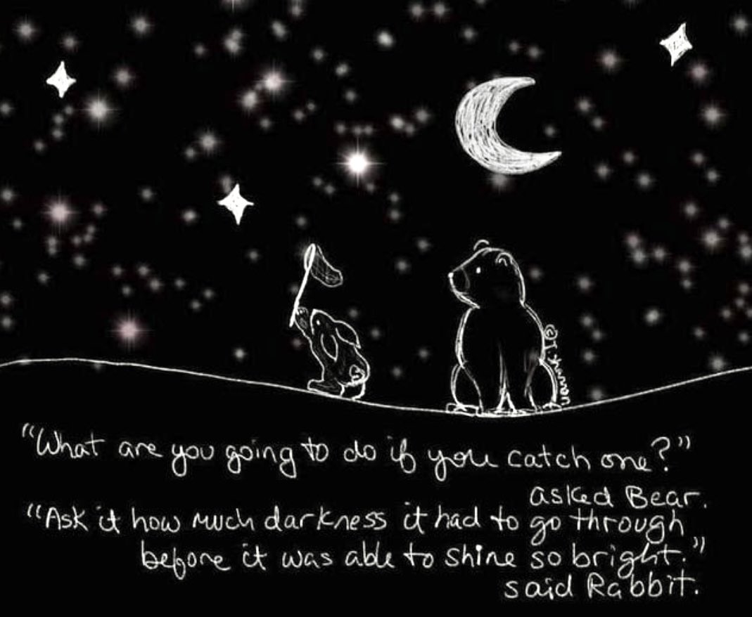 melanie_korach's tweet photo. A friend shared this with me. I think it’s beautiful so I’m passing it along! Many people have been through dark times &amp; have come out of them with a special light that cannot be extinguished. Whatever you’re going through, hold on &amp; know that u will get there too! #StarfishClub https://t.co/1OxzzDsLUW