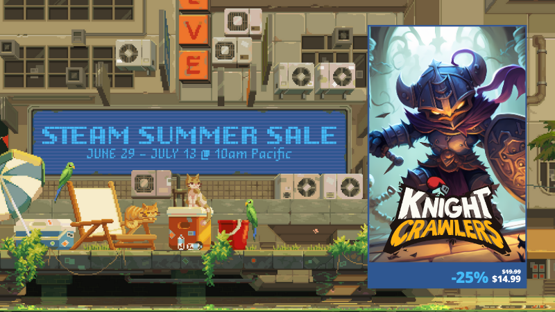 Don't miss out on this sizzling offer! 🔥🔥

Time is running out to grab a deal on Knight Crawlers before the Steam Summer Sale sunsets! Get a scorching 25% discount when you buy it on Steam!