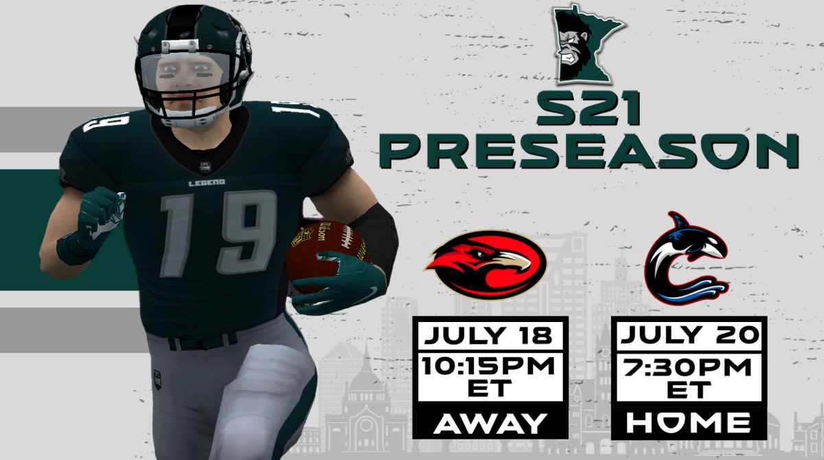Season 21 kickoff is just around the corner, join us next week as we have two preseason games on the books. Don’t miss them! <a href="/simulationfl/">Simulation Football League</a> #Believe #S21 #Preseason #Football #eSports #4K23 #GetStomped