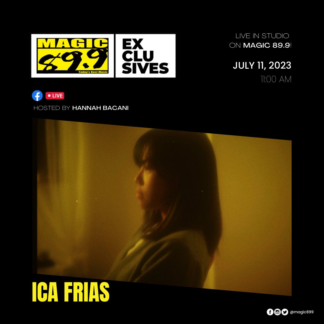 Catch rising star <a href="/icafrias_/">Ica Frias</a> today at 11am, as we find out more about the art, the music, and the singer herself, with our very own <a href="/HannahBacani/">Hannah Bacani</a>, here on Magic 89.9! 🌟 #magicexclusives