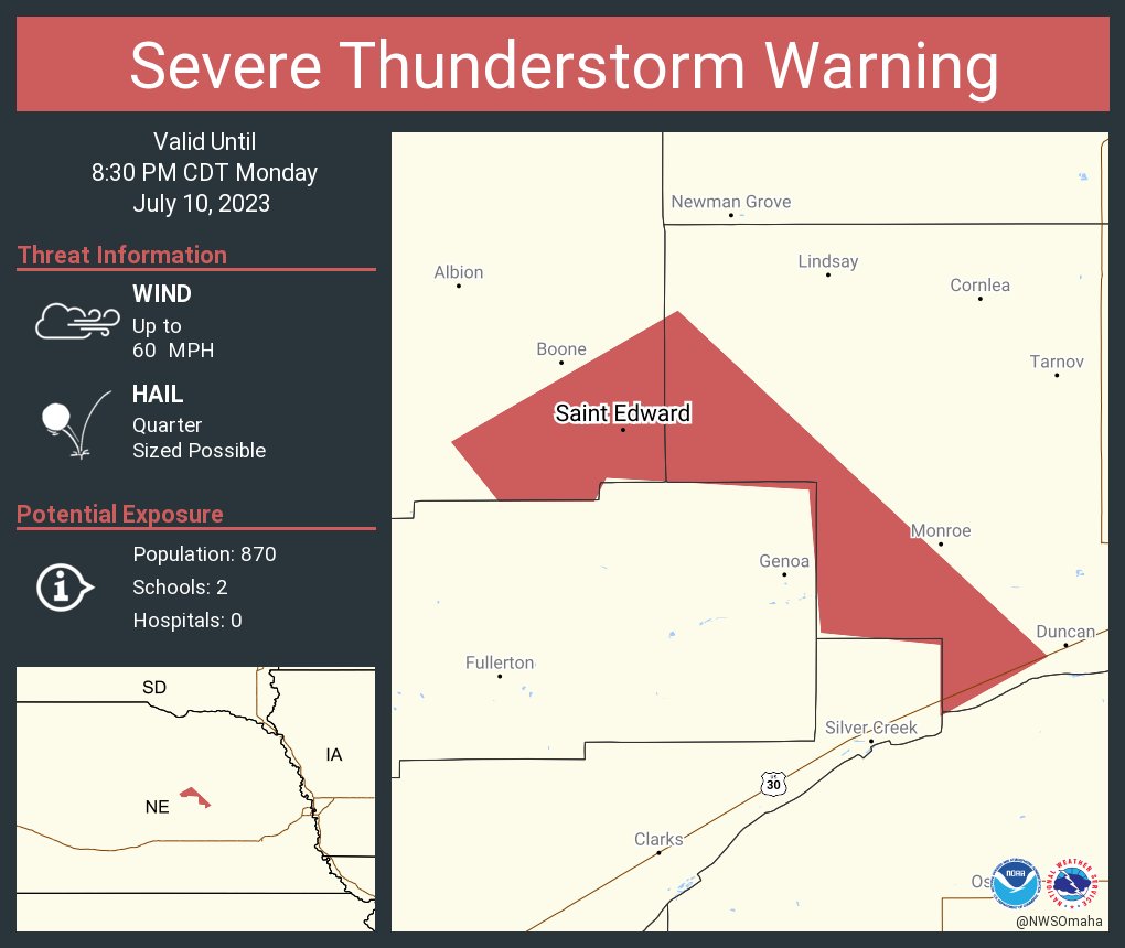 NWS Omaha on Twitter "Severe Thunderstorm Warning including Saint