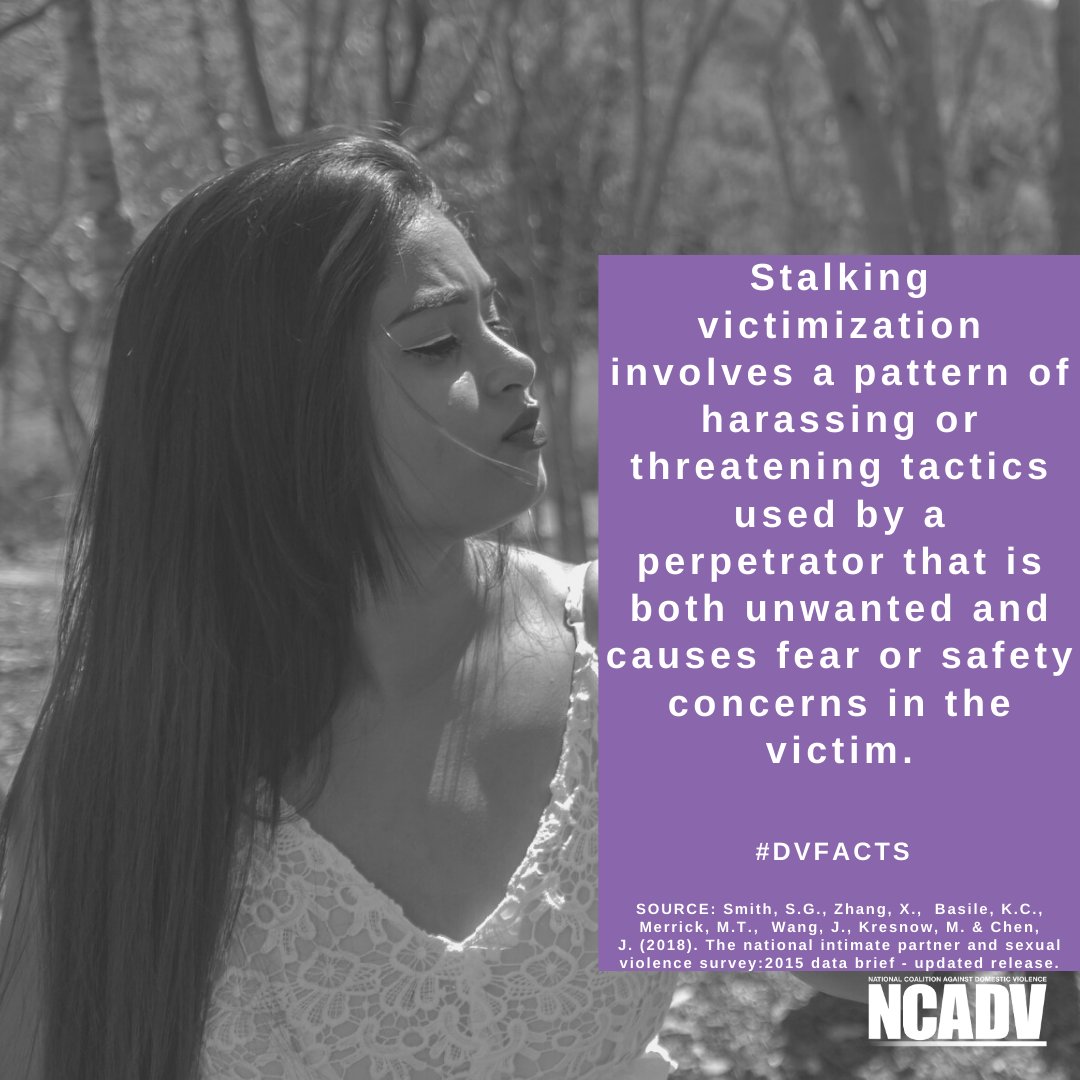 sj_action's tweet image. Stalking = a pattern of harassing or threatening tactics used that is both unwanted and causes fear or safety concerns #DVFacts