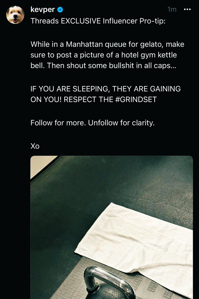 Attack's tweet photo. If you want the full post, which is a THREADS EXCLUSIVE, you’ll just have to follow me over there… 💪😘🗿
Spoiler: You’ll see full bell. For free.
#FullBell for my #KettleBoys https://t.co/7eDGDA5JOK