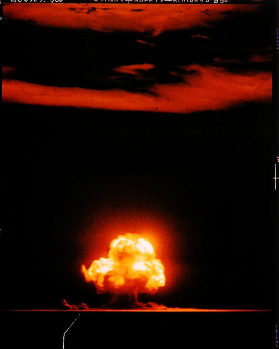 patrickwitty's tweet image. The only color photo from the #trinitytest was taken by Jack Aeby, a 21-year-old amateur photographer, on July 16, 1945. This is another version of Aeby&apos;s photo (a medium format transparency of a print):