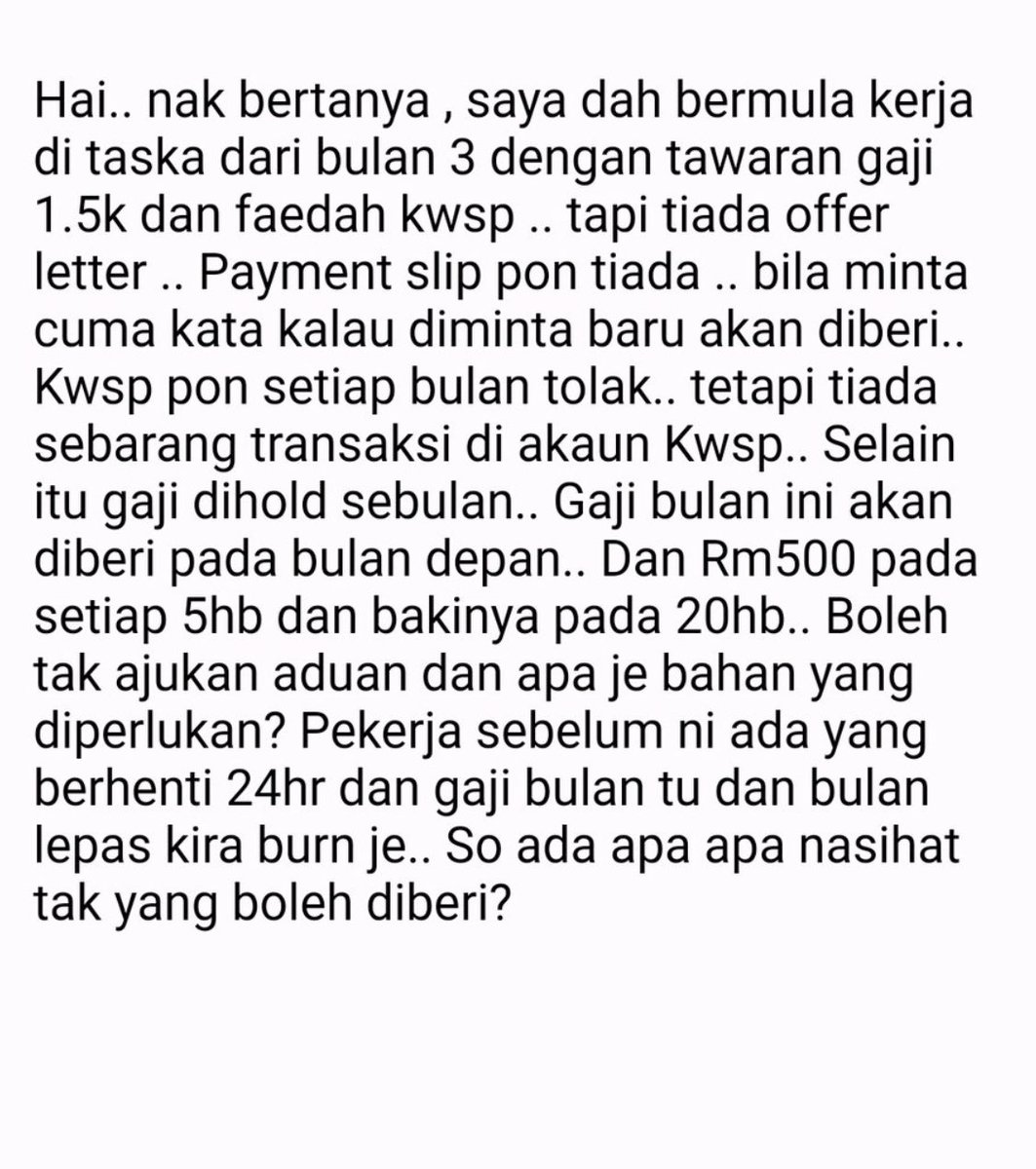 1- Tak bagi slip gaji (Seksyen 99A Akta Kerja) Denda 10K bagi setiap bulan.

2- Potong gaji tapi tak carum KWSP (Akta KWSP 91) Denda 20K

3- Lambat bayar gaji (Seksyen 19 (1) Akta Kerja) Denda 10K