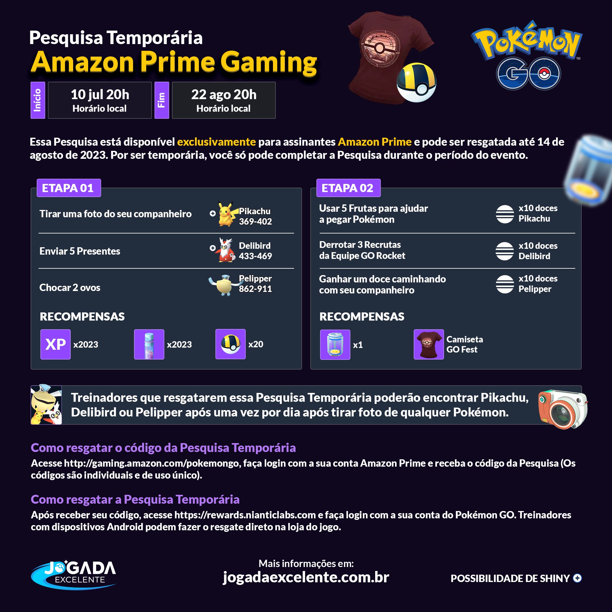 Jogada Excelente on X: Pokémon GO: Assinantes  Prime podem