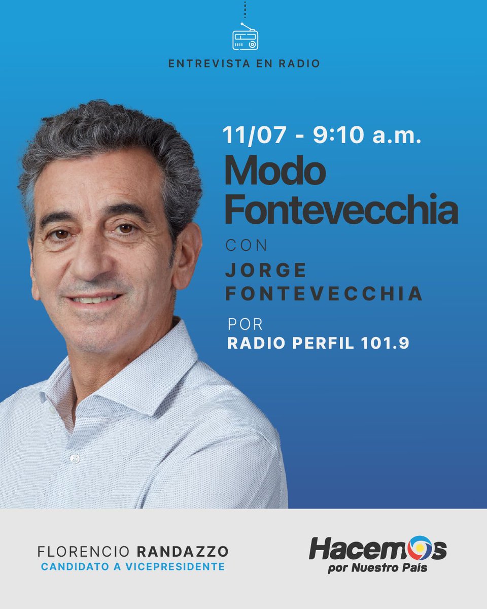 RandazzoF's tweet photo. 📻 Mañana a la mañana vamos a charlar con @Fontevecchia sobre #LevantemosArgentina. https://t.co/SL1pLe1fe9