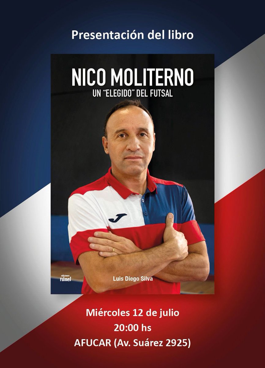 NicoDeLeonOrue's tweet photo. El miércoles estaré en el lanzamiento del libro de Nicolas Moliterno, un histórico jugador del Futsal Uruguayo y Selección Uruguaya. En el bolso conquistó el Sudamericano 1996  entre otros torneos y con Uruguay el vice campeonato del Mundo 1997. Será el primer libro que hable del deporte en Uruguay