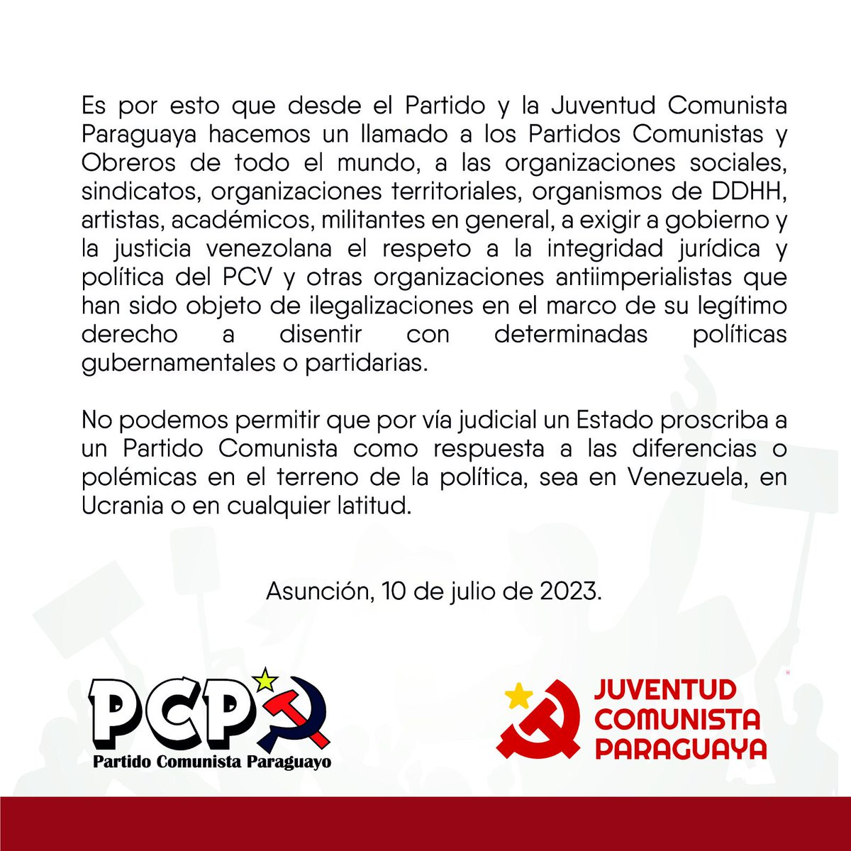 Comunicado urgente: Solidaridad contra la intervención judicial del PCV. #YoDefiendoAlPCV