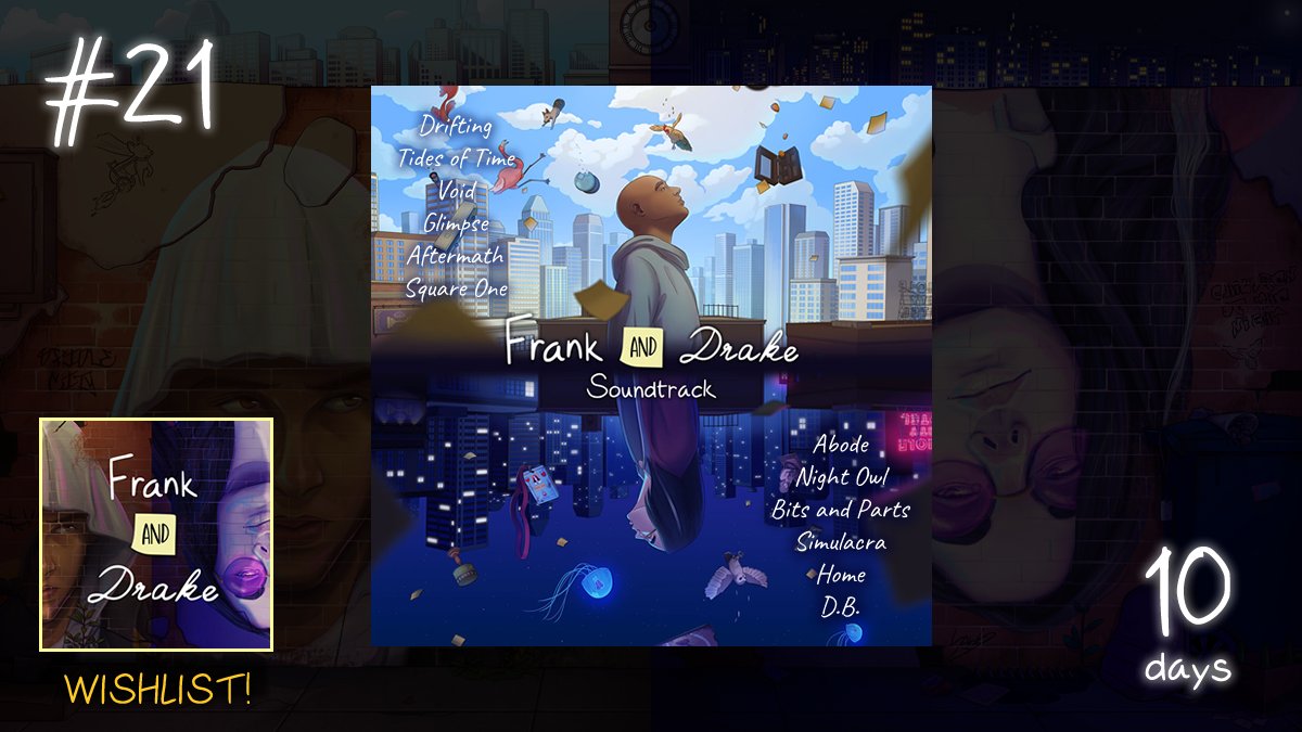 #21:
The talented <a href="/KaiEngelMusic/">Kai Engel</a> is the soundtrack composer: 12 songs that combine urban rhythms (Frank) and jazzy vibes (Drake).

Like in <a href="/stay_the_game/">S T A Y</a>, we barely showed him visuals. We talked about the characters and their emotions instead... and he nailed it 😍
#FrankandDrake