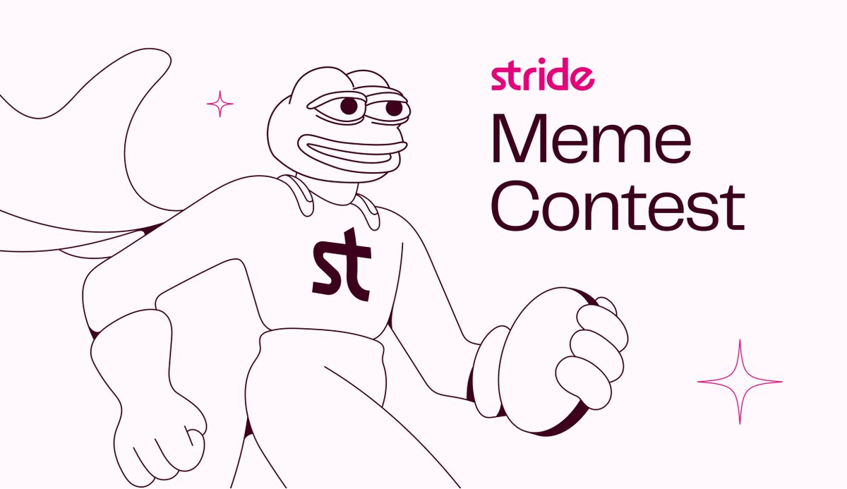 stride_zone's tweet photo. Up for a meme contest?

To celebrate Stride's new branding, we're holding The Great Stride Meme Contest!

Winner gets a @badkidsart NFT, and 450 USDC for three runners-up 🤯

Deadline: Friday, July 14th at 7:59AM UTC.

Everything you need to know 👉 https://t.co/GYCieOg5vw https://t.co/YKyqsClgTz