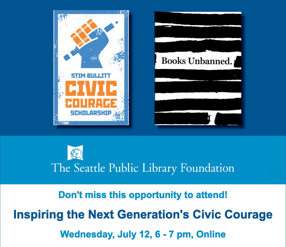 Libraries fight for freedom of ideas. This year, Sonia Kamineni won the Stim Bullitt Civic Courage Scholarship, judged by me, <a href="/StacyDFlood/">Stacy D Flood</a>, Jon Krakauer &amp; the late Jonathan Raban, with a profile of <a href="/Puyallup_Tribe/">Puyallup Tribe of Indians</a> leader Ramona Bennett. Help cheer her on? 
tinyurl.com/RSVPforJuly12a…