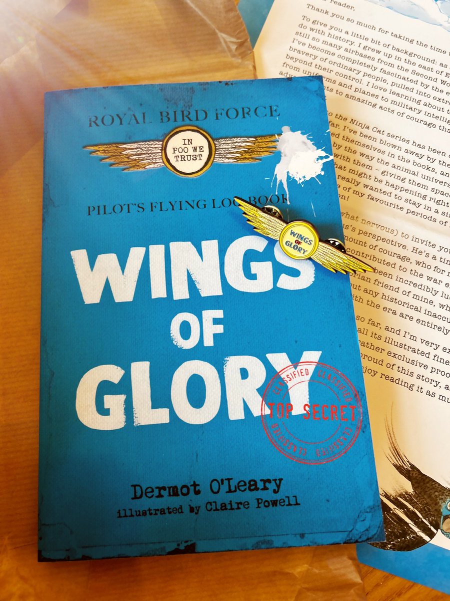 Ooh look 👀 an early copy of the new @radioleary book has flown into our office! Wings of Glory is a funny action adventure set in WW2, told from the perspective of a swift called Linus & his squadron of feathered friends. Illustrated by @misspowellpeeps & publishing 14 Sept.