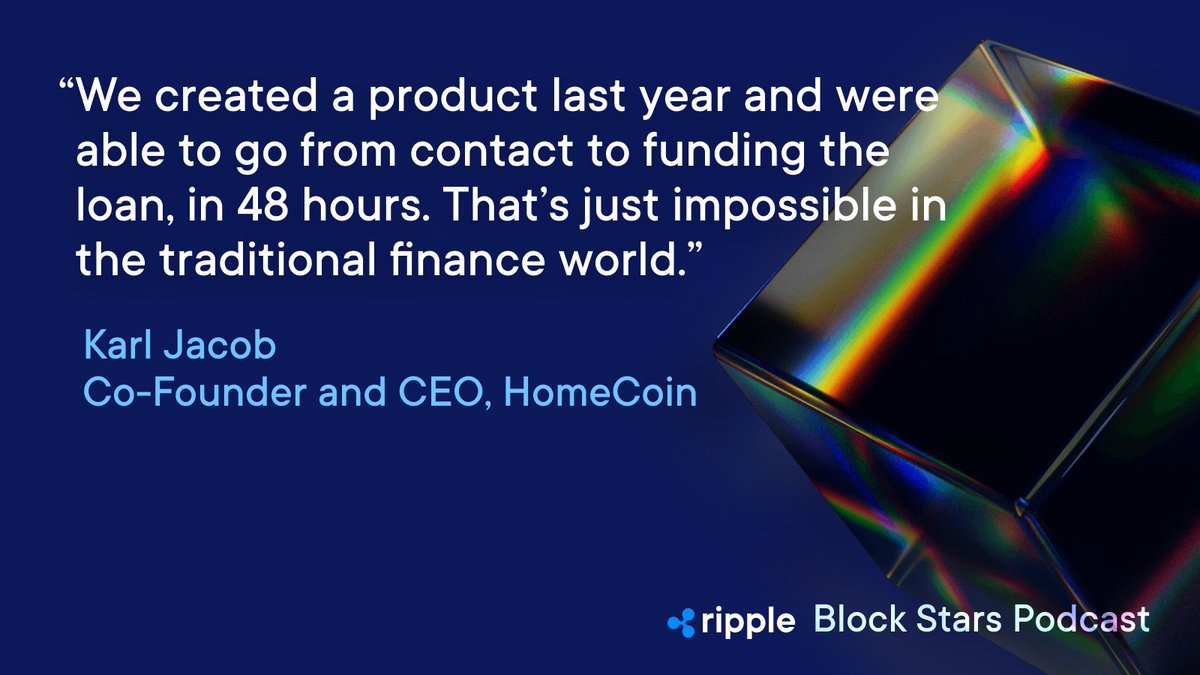 Ripple's tweet photo. The tokenization of real-world assets is one of the best use cases for blockchain and crypto. Listen in as @JoelKatz discusses the opportunities of tokenized RWAs with special guests from @homecoinfinance and @Thallo_io on the latest #BlockStars episode: https://t.co/ZvtK2eXpqU https://t.co/UMEV76ZkpT