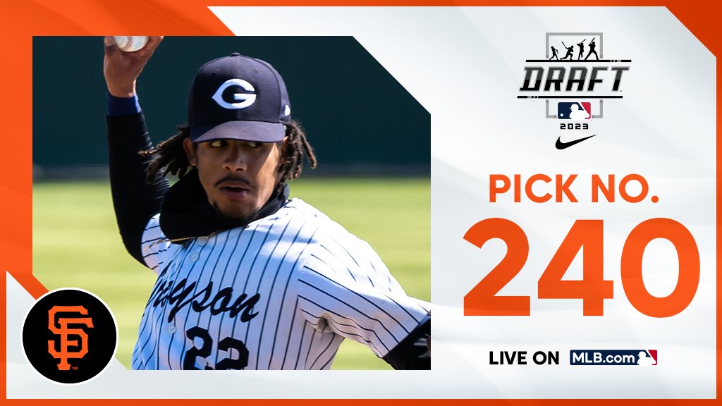 With the 240th pick, the @SFGiants select Grayson JC right-handed pitcher Josh Bostick, No. 176 on the Top 250 Draft Prospects list. Watch live: atmlb.com/3NMtu27
