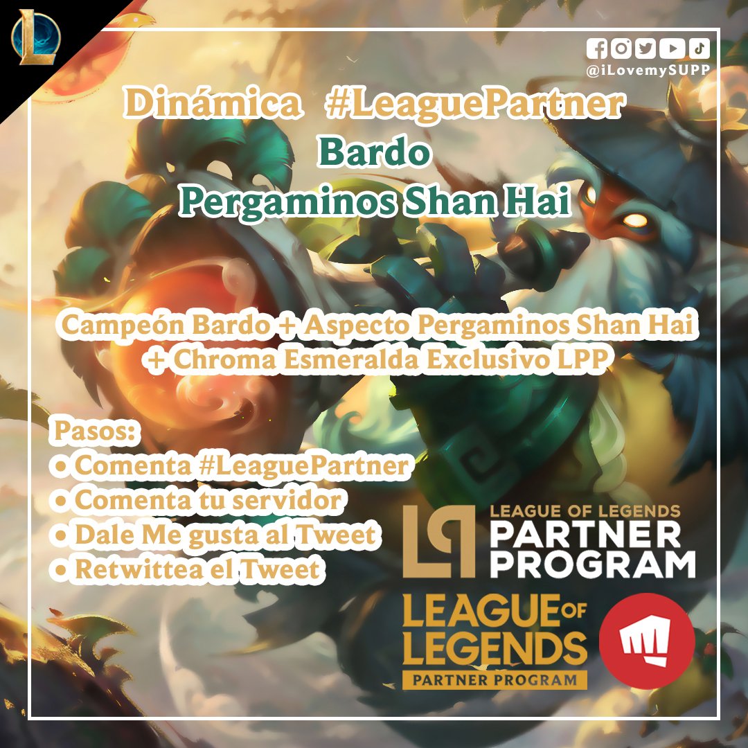 ilovemysupp's tweet image. Soy parte del Programa de Socios de LoL de Riot Games y ellos me dieron algunos códigos para ustedes.

Bardo Pergaminos Shan Hai:
• Serán 20 códigos

Los resultados los daré a conocer el sábado 15 de julio de 2023.

¡Mucha suerte a todos!

#LeagueOfLegends #LeaguePartner