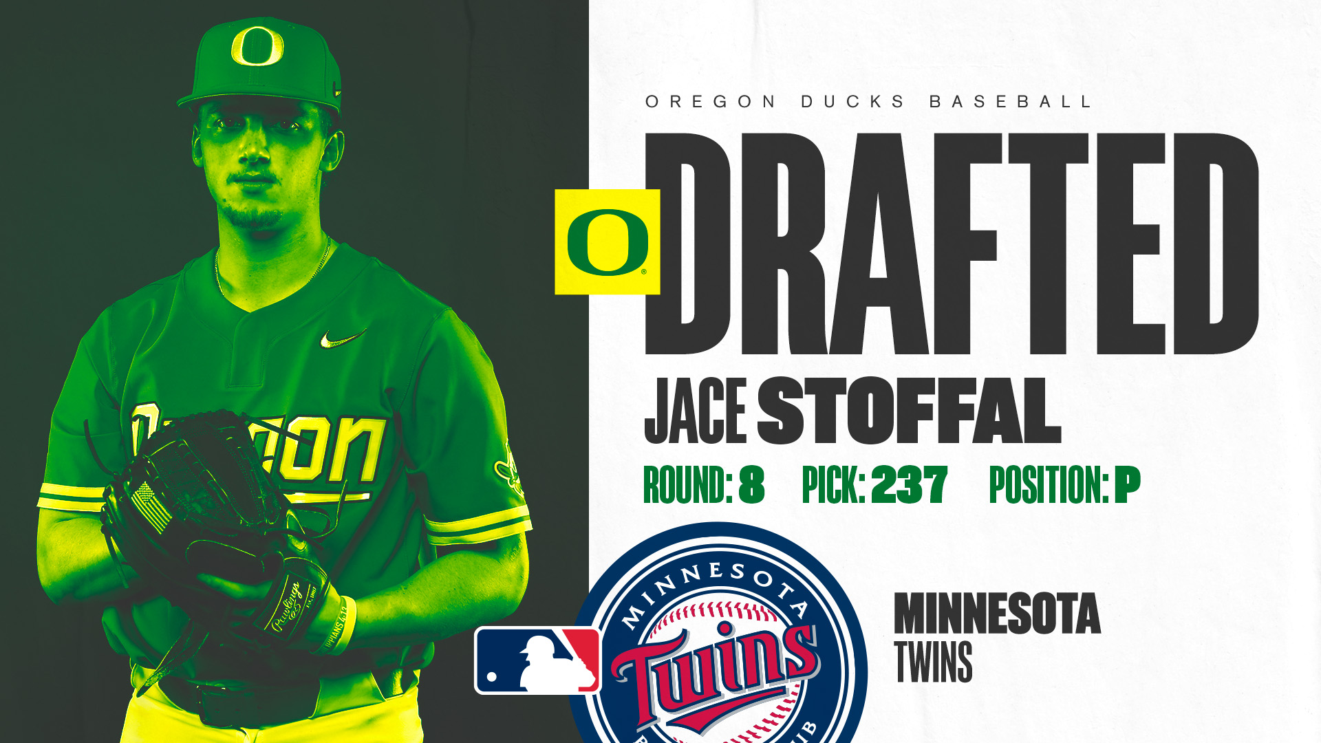 Oregon Duck Baseball on X: 𝐓𝐰𝐢𝐧𝐧𝐢𝐧𝐠 @jstoffal9 becomes the fifth  Duck selected by the @Twins in the modern era of Oregon Baseball. #GoDucks