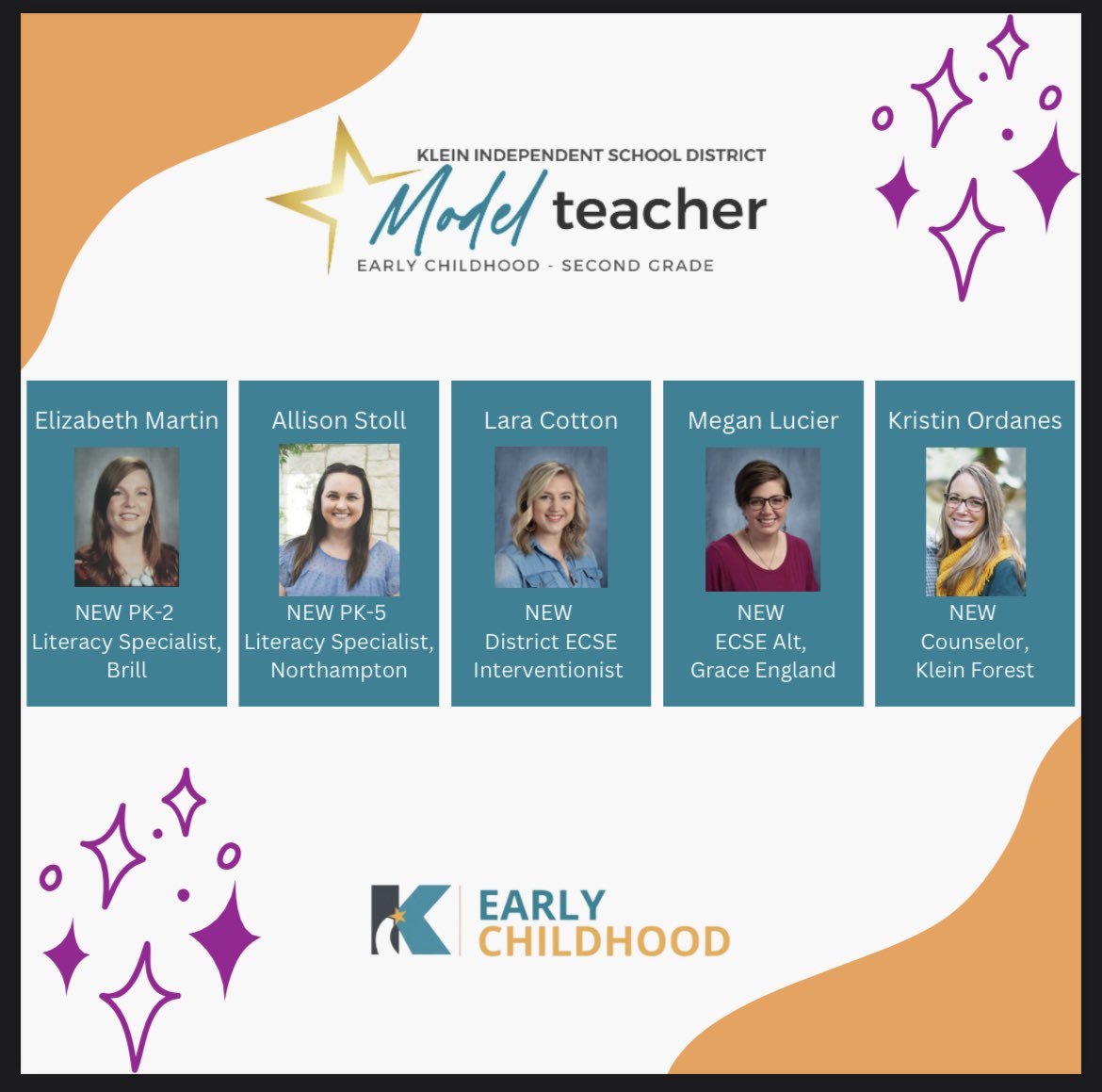 Help us congratulate our PK-2 Model Teachers that have accepted new positions within the <a href="/KleinISD/">Klein ISD</a> Family!! 🎉 <a href="/BrillKISD/">Brill Elementary</a> <a href="/NorthamptonKISD/">Northampton Elem.</a> <a href="/GraceEngKISD/">Grace England ECC</a> <a href="/KleinForest/">Klein Forest HS</a>