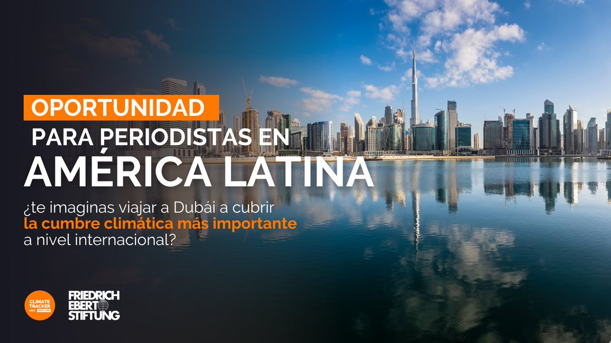 ClimateTracking's tweet photo. 📣 Periodistas, ¡ya abrimos nuestra oportunidad más esperada del año!

💫 ABIERTO: Programa de ayudas para cubrir la #COP28 - Cupos presenciales y virtuales 💫

Lee todos los detalles aquí y conviértete en una voz de cambio👇
https://t.co/h7aNVQGNgb

#periodismo #cambioclimatico https://t.co/FgzA8KeUUJ