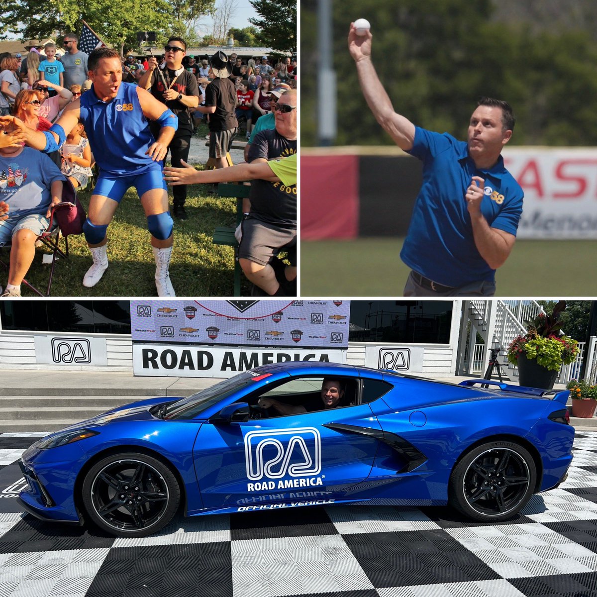 Representing @CBS58 in the most unique ways this week! 

SATURDAY - in Ashippun at @BlizzardBrawl pro-wrestling.

SUNDAY - in Mequon throwing out the first pitch at the @LS_Chinooks game

MONDAY - in Elkhart Lake riding in the @roadamerica pace car for #58Hometowns

#THANKFUL