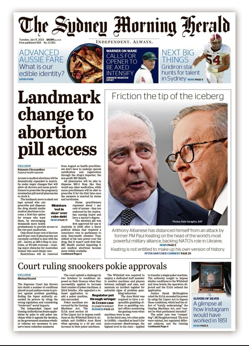 Sarah Ratcliffe (she/her), PhD (@s_ratcliffephd) on Twitter photo From August there'll be less restrictions on who can provide medication #abortion in Aus, but stigma is preventing health professionals from providing, writes <a href="/natassiazc/">Natassia Chrysanthos</a>. The changes align w/ Senate's recommendations to make abortion easier to prescribe.
smh.com.au/politics/feder… From August there'll be less restrictions on who can provide medication #abortion in Aus, but stigma is preventing health professionals from providing, writes <a href="/natassiazc/">Natassia Chrysanthos</a>. The changes align w/ Senate's recommendations to make abortion easier to prescribe.
smh.com.au/politics/feder…