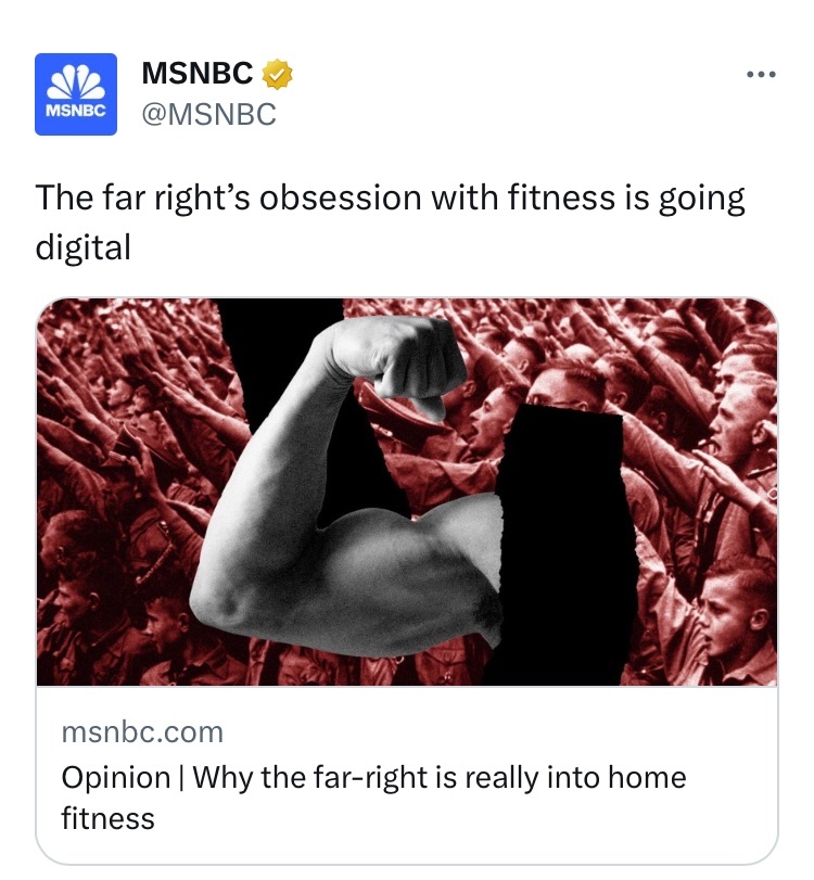 EndWokeness's tweet photo. Being anti-child trafficking and pro-fitness is “far-right extremism” https://t.co/NXLVqDUjkb
