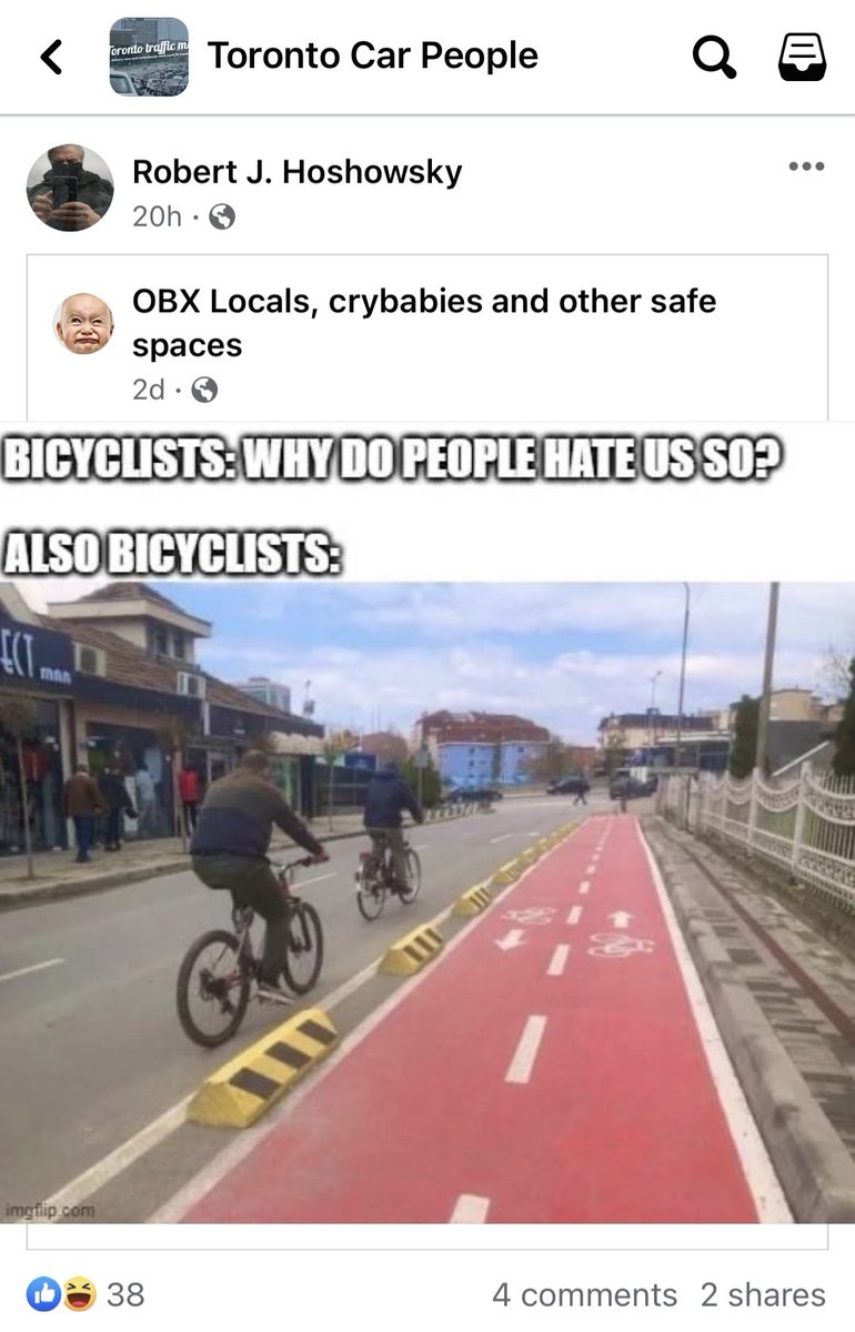 Meanwhile in Toronto Car People.

(The cyclists riding legally on the road might also be…  navigating around the photographer standing in the middle of the bike lanes?)