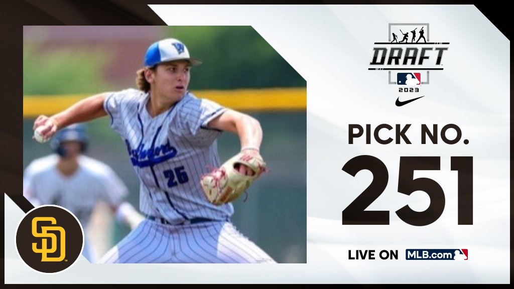 With the 251st pick, the <a href="/Padres/">San Diego Padres</a> select Weatherford (TX) right-handed pitcher Kannon Kemp, No. 209 on the Top 250 Draft Prospects list.

Watch live: atmlb.com/3NMtu27