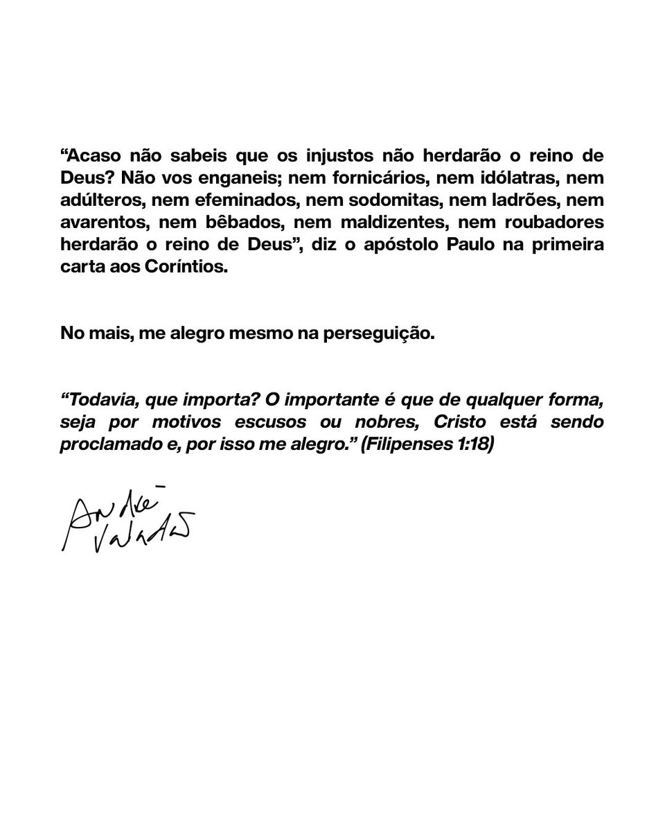 🙏🏻 💔 O nível da deturpação, ataque e cancelamento tem sido indizível. Tomaram uma fala minha fora de um contexto, a cortaram e espalharam em mídias adversas, ah, como isso tem causado em mim e minha família um dano terrível, porém minha justiça vem de #Deus e minha paz Nele