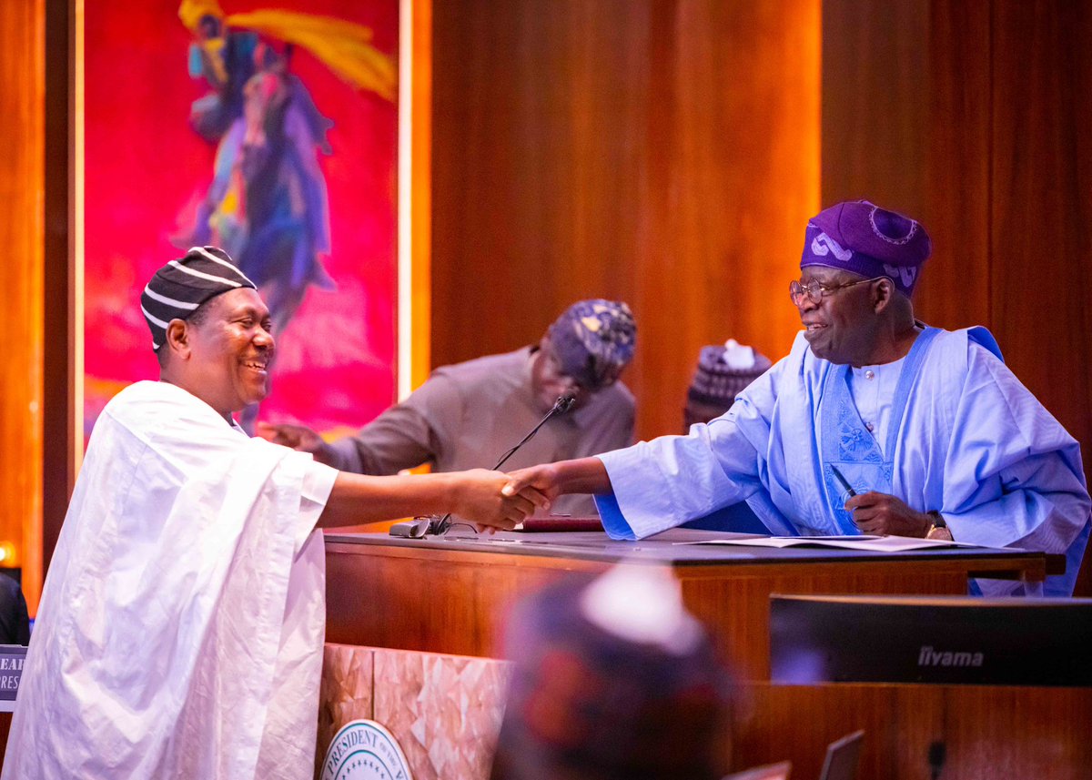 NTANewsNow's tweet photo. SGF CONGRATULATES PRESIDENT TINUBU AS ECOWAS CHAIRMAN

The Secretary to the Government of the Federation, George Akume congratulates President Bola Ahmed Tinubu, having emerged as the 36th Chairman of the Economic Community of West African States (ECOWAS)

In a statement, President Tinubu emerged as ECOWAS Chairman in a unanimous endorsement at the 63rd Ordinary Session of the Authority of Heads of State and Government of ECOWAS in Bissau, Guinea-Bissau.

The SGF is confident that the  emergence of President Tnubu as the Chairman of ECOWAS would usher in refreshing season of democratic stability in the sub-region and cooperation among member states in order to realise the dreams and aspirations of it’s founding fathers.

The  SGF wishes the President a successful tenure as ECOWAS Chairman.