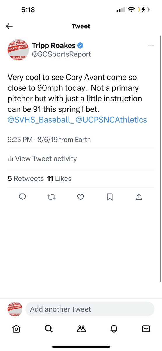 So excited for <a href="/coreyavant16/">Corey Avant</a>   A great friend, an employee, a wonderful pitcher and a better person

So happy for Corey and the family