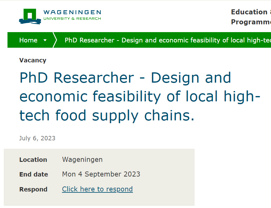 WURbec's tweet photo. We are looking for a PhD candidate passionate about shaping the future of high-tech food supply chains:
https://t.co/ibYFvCdYpl https://t.co/vvUB660Bo0