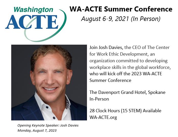 CTE - Washington (@waospi_cte) on Twitter photo DYK? Josh Davies is the Opening Keynote Speaker on Monday, August 7, 2023 at the WA-ACTE Summer Conference. There is still time to register! Summer (wa-acte.org) #CTE #CTEWorks <a href="/WashCTE/">Washington ACTE</a> #WAedu DYK? Josh Davies is the Opening Keynote Speaker on Monday, August 7, 2023 at the WA-ACTE Summer Conference. There is still time to register! Summer (wa-acte.org) #CTE #CTEWorks <a href="/WashCTE/">Washington ACTE</a> #WAedu