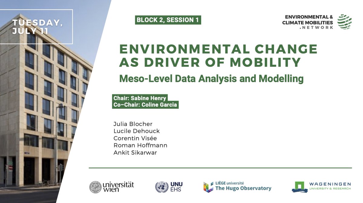📣#ECMN23 Block 2, Session 1: 'Meso-Level Modeling'
🗓Tuesday 11th 9am CEST
👋 Chair by @SabineHenry3 w/ @GarciaColine97 
👏Featuring @JuliaBlocher, @DehouckLucile, Corentin Visée, @RmnHoffmann, @Ankit_Sik777
🔗 Zoom Meeting ID: 678 9523 7885, Passcode: 580040