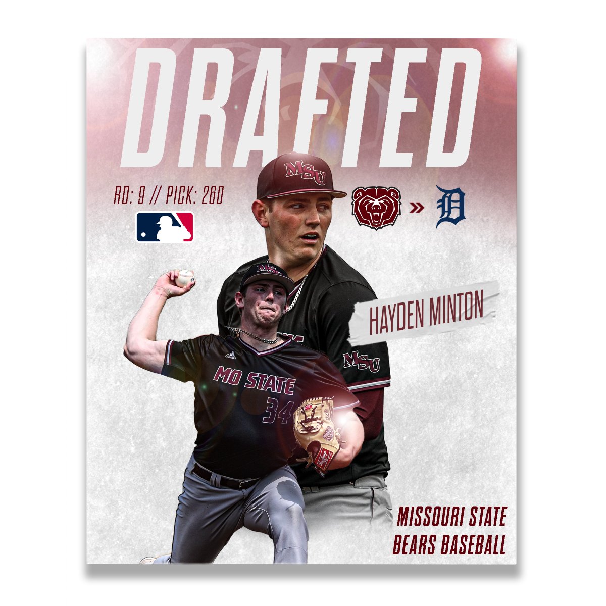Missouri State Baseball (@mostatebsb) on Twitter photo DRAFTED!
<a href="/hayden_minton/">Hayden Minton</a> is taken by the <a href="/tigers/">Detroit Tigers</a> in the 9th round (260th overall) of the 2023 MLB Draft.
🔗 bit.ly/44iFyzo DRAFTED!
<a href="/hayden_minton/">Hayden Minton</a> is taken by the <a href="/tigers/">Detroit Tigers</a> in the 9th round (260th overall) of the 2023 MLB Draft.
🔗 bit.ly/44iFyzo