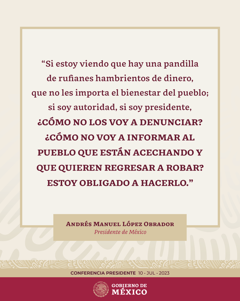 GobiernoMX's tweet photo. #ConferenciaPresidente | 10 de julio, 2023. https://t.co/3zrv5M1vN0
