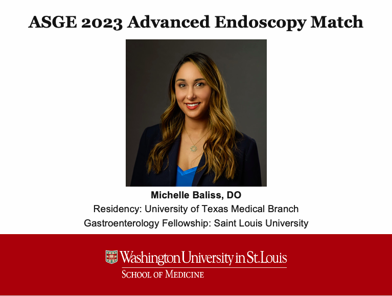 WashU Medicine Division of Gastroenterology (@washumedgastro) on Twitter photo We are thrilled to announce that <a href="/BalissMichelle/">Michelle Baliss, DO</a> from <a href="/SLUgastro/">SLU Gastroenterology & Hepatology</a> will be joining us July 2024 as our <a href="/ASGEendoscopy/">ASGE GI Endoscopy</a> advanced endoscopy fellow. We are looking forward to working with you! Congratulations to everyone on their AE fellowship match. We are thrilled to announce that <a href="/BalissMichelle/">Michelle Baliss, DO</a> from <a href="/SLUgastro/">SLU Gastroenterology & Hepatology</a> will be joining us July 2024 as our <a href="/ASGEendoscopy/">ASGE GI Endoscopy</a> advanced endoscopy fellow. We are looking forward to working with you! Congratulations to everyone on their AE fellowship match.