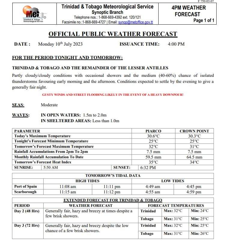 TTMetOffice's tweet photo. Here is the latest 3-Day Weather Forecast:
https://t.co/C6Y3T9XvHs
#tmetservice #ttmetoffice
#TrinidadandTobago #BeWeatherAware
#KnowYourWeather #KnowYourRisk https://t.co/eRSVTauoDY