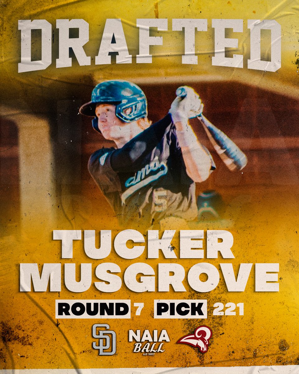 FIRST #NAIABall name off the board! <a href="/UMobileRams/">University of Mobile Rams Athletics</a> Tucker Musgrove is selected as a two-way players in round 7 by the #Padres